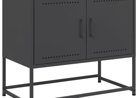 Dulap TV, negru, 68,5x39x60,5 cm, oțel - 2/5