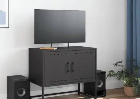 Dulap TV, negru, 68,5x39x60,5 cm, oțel - 3/5