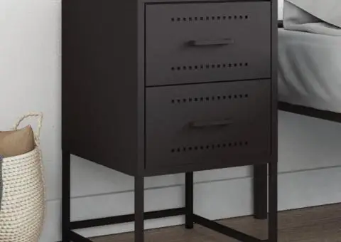 Noptieră, negru, 36x39x60,5 cm, oțel - 1/5