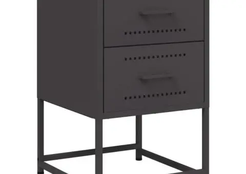 Noptieră, negru, 36x39x60,5 cm, oțel - 2/5