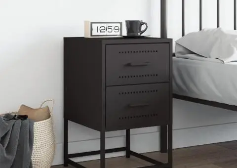 Noptieră, negru, 36x39x60,5 cm, oțel - 3/5