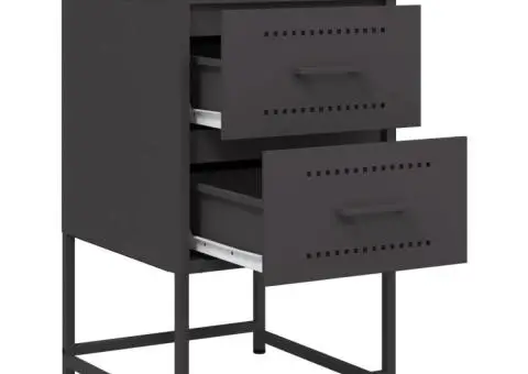 Noptieră, negru, 36x39x60,5 cm, oțel - 4/5