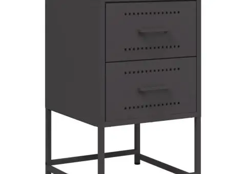 Noptieră, negru, 36x39x60,5 cm, oțel - 5/5