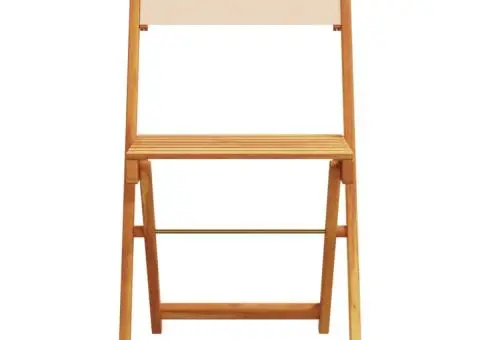 Scaune de grădină pliabile, 6 buc., textil bej și lemn masiv - 4/5