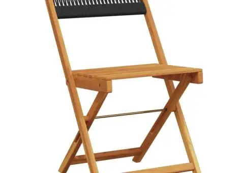 Set mobilier de grădină 5 piese polipropilenă neagră/lemn masiv - 3/5