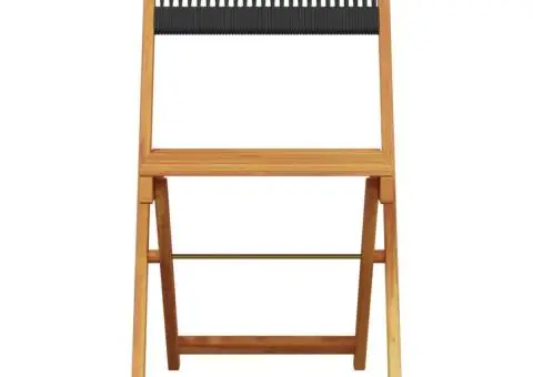 Set mobilier de grădină 5 piese polipropilenă neagră/lemn masiv - 4/5