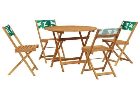 Set mobilier de grădină 5 piese textil model frunze/lemn masiv - 2/5