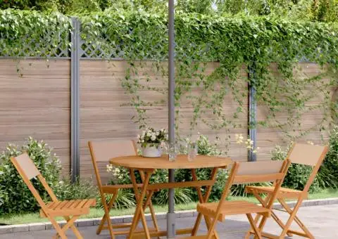 Set mobilier de grădină 5 piese textil taupe/lemn masiv - 1/5