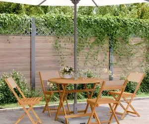 vidaXL Set mobilier de grădină 5 piese textil taupe/lemn masiv
