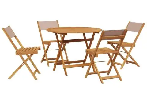 Set mobilier de grădină 5 piese textil taupe/lemn masiv - 2/5