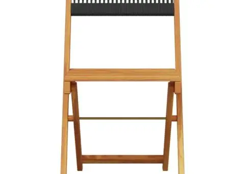 Set mobilier de grădină 5 piese polipropilenă neagră/lemn masiv - 4/5