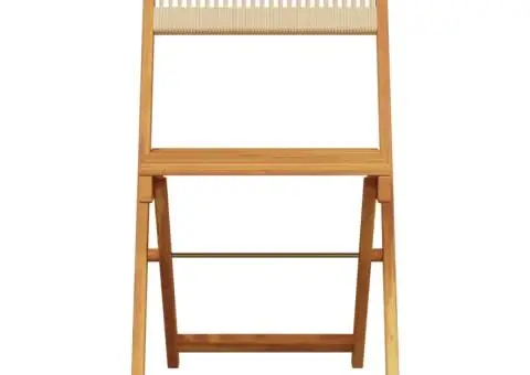 Set mobilier de grădină 5 piese polipropilenă bej/lemn masiv - 4/5