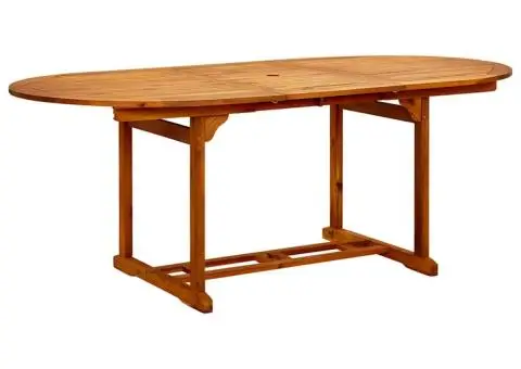 Set mobilier de grădină 7 piese textil albastru alb/lemn masiv - 5/5