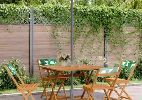 Set mobilier de grădină 5 piese textil model frunze/lemn masiv - 1/5