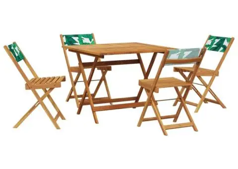 Set mobilier de grădină 5 piese textil model frunze/lemn masiv - 2/5