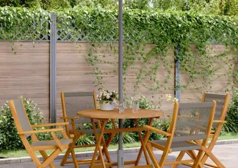 Set mobilier de grădină 5 piese polipropilenă gri/lemn masiv - 1/5