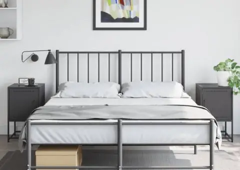 Noptiere, 2 buc., negru, 36x39x60,5 cm, oțel - 3/5