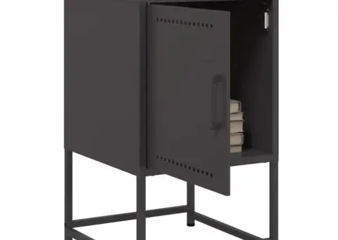 Noptiere, 2 buc., negru, 36x39x60,5 cm, oțel - 4/5