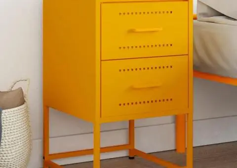 Noptieră, galben muștar, 36x39x60,5 cm, oțel - 1/5