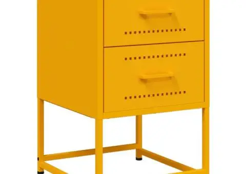 Noptieră, galben muștar, 36x39x60,5 cm, oțel - 2/5