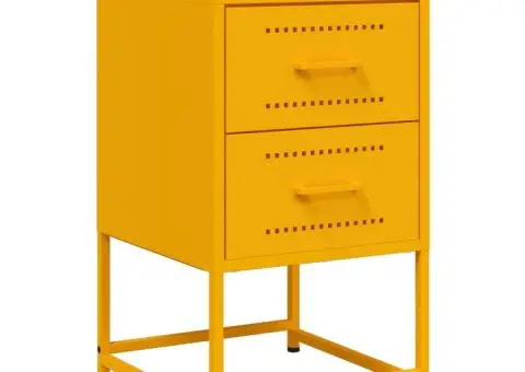 Noptieră, galben muștar, 36x39x60,5 cm, oțel - 4/5