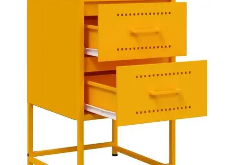 Noptieră, galben muștar, 36x39x60,5 cm, oțel - 5/5