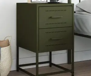vidaXL Noptieră, verde olive, 36x39x60,5 cm, oțel