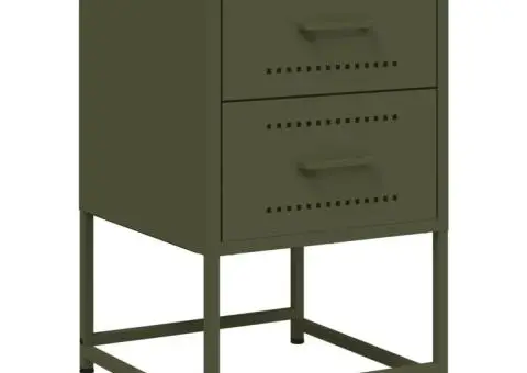Noptieră, verde olive, 36x39x60,5 cm, oțel - 2/5