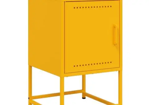 Noptiere, 2 buc., galben muștar, 36x39x60,5 cm, oțel - 1/5