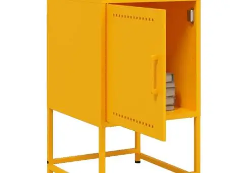 Noptiere, 2 buc., galben muștar, 36x39x60,5 cm, oțel - 4/5