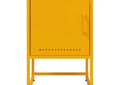 Noptiere, 2 buc., galben muștar, 36x39x60,5 cm, oțel - 5/5