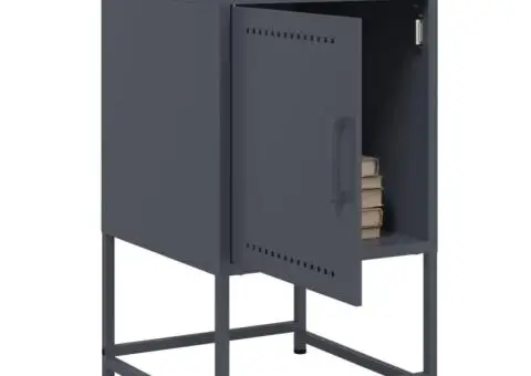 Noptiere, 2 buc., antracit, 36x39x60,5 cm, oțel - 4/5