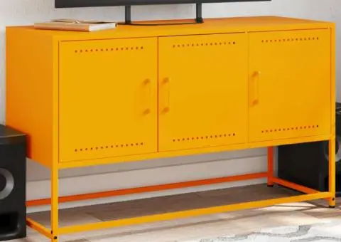 Dulap TV, galben muștar, 100,5x39x60,5 cm, oțel - 1/5