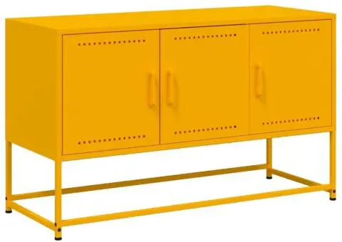 Dulap TV, galben muștar, 100,5x39x60,5 cm, oțel - 2/5