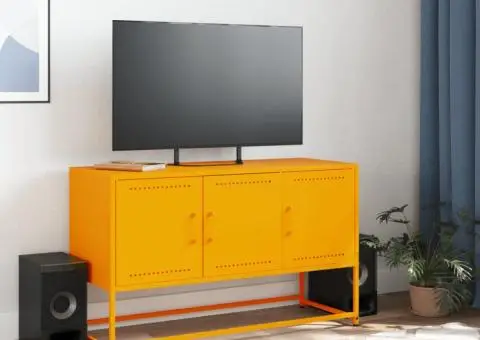 Dulap TV, galben muștar, 100,5x39x60,5 cm, oțel - 3/5