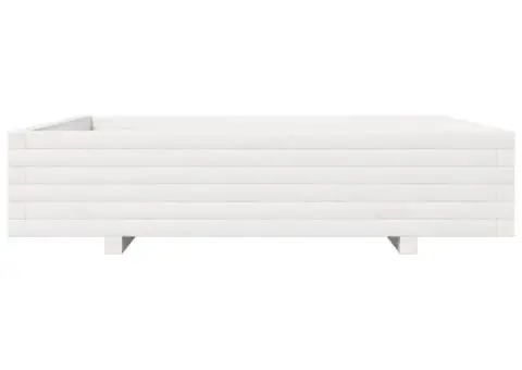 Jardinieră de grădină, alb, 110x110x26,5 cm, lemn masiv de pin - 5/5