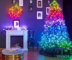 Twinkly Pre-Lit Wreath - Coroană Crăciun lumini inteligente colorate + alb - Imagine 1