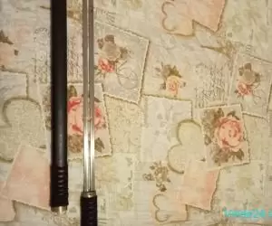 Sabie Ninja cu doua lame cu maner glisant și teaca din lemn decorativa