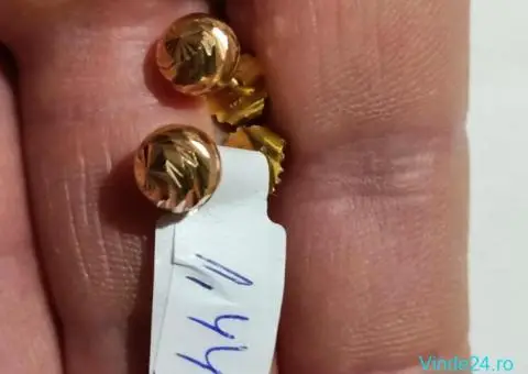 Cercei din aur 14k. Model sfere cu fatete, 1.44g. - 2/2