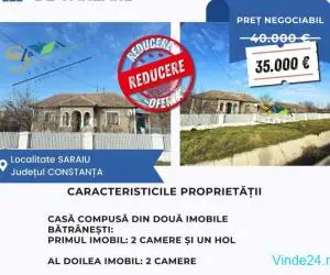 Casă bătrânească de vânzare în Saraiu, jud. Constanța
