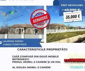 Casă bătrânească de vânzare în Saraiu, jud. Constanța