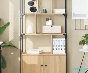 Bibliotecă cu uși stejar sonoma 76,5x30x154,5 cm lemn compozit