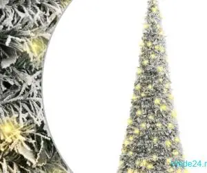 Brad de Crăciun artificial pop-up cu zăpadă, 50 LED-uri, 120 cm