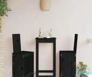 Scaune de bar, 2 buc., negru, 40x42x120 cm, lemn masiv de pin