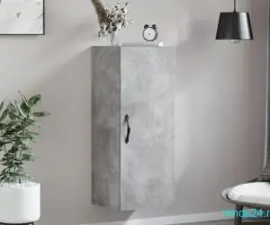 Dulap de perete, gri beton, 34,5x34x90 cm, lemn prelucrat