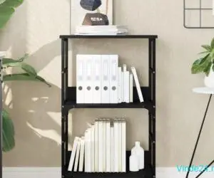 Bibliotecă, negru, 50x33x82 cm, lemn prelucrat