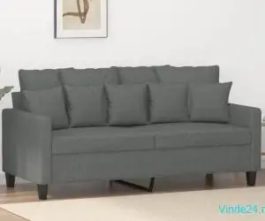 Canapea cu 2 locuri, gri închis, 140 cm, material textil