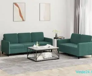 Set canapele, 2 piese, verde închis, catifea