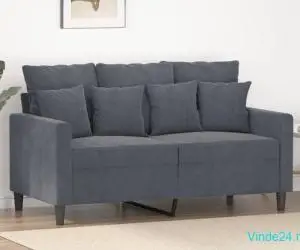 Canapea cu 2 locuri, gri închis, 120 cm, catifea