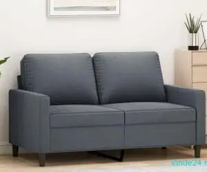 Canapea cu 2 locuri, gri închis, 120 cm, catifea